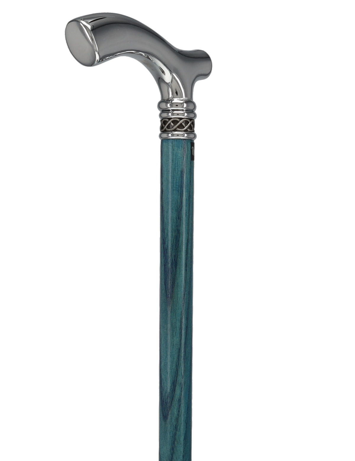Slim Line Chrome Blue Fritz Cane: Ash Shaft, Pewter Swirl Plated Handle Walking Canes - Tophatter Daily Deals