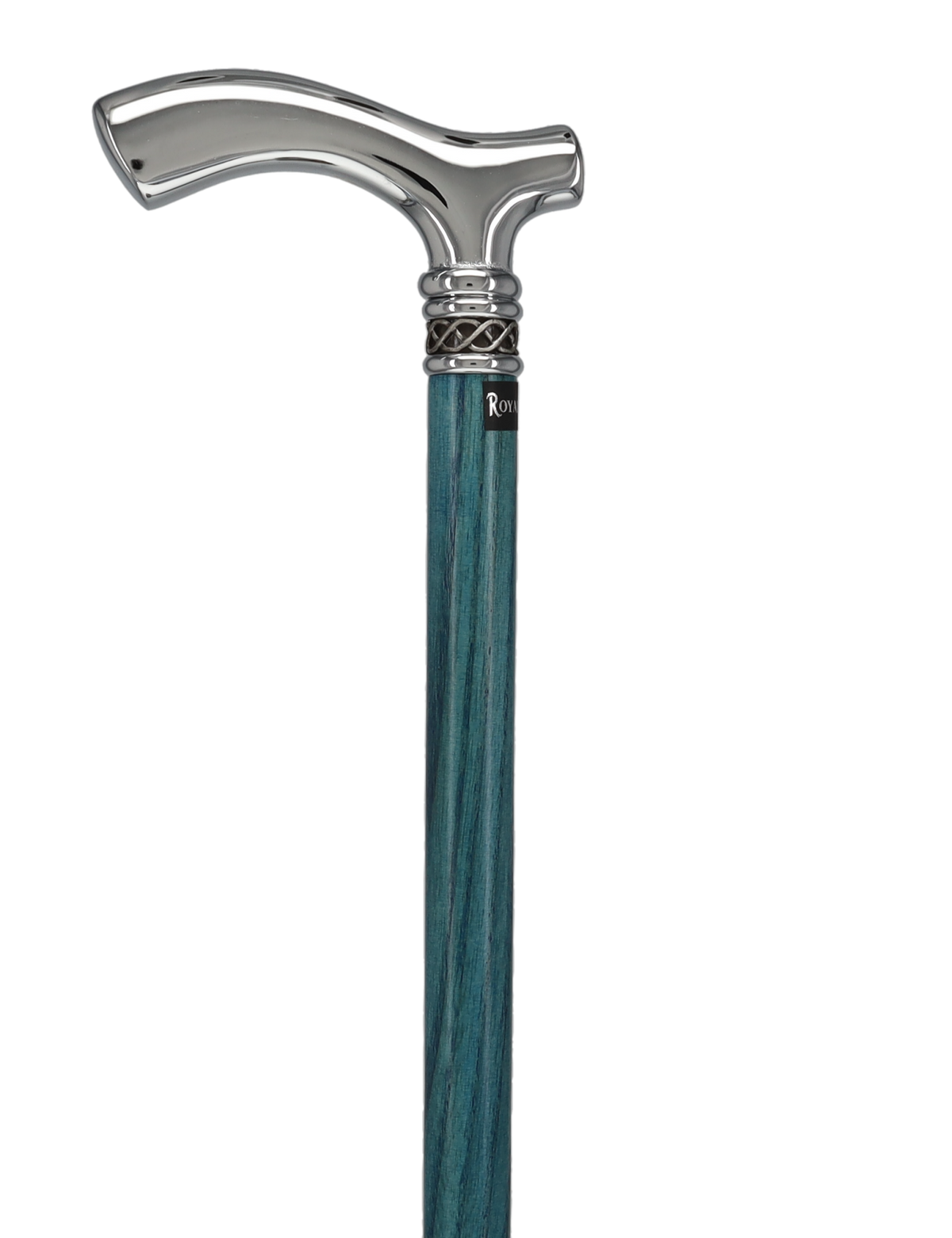 Slim Line Chrome Blue Fritz Cane: Ash Shaft, Pewter Swirl Plated Handle Walking Canes - Tophatter Daily Deals