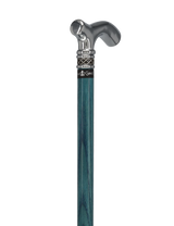 Slim Line Chrome Blue Fritz Cane: Ash Shaft, Pewter Swirl Plated Handle Walking Canes - Tophatter Daily Deals