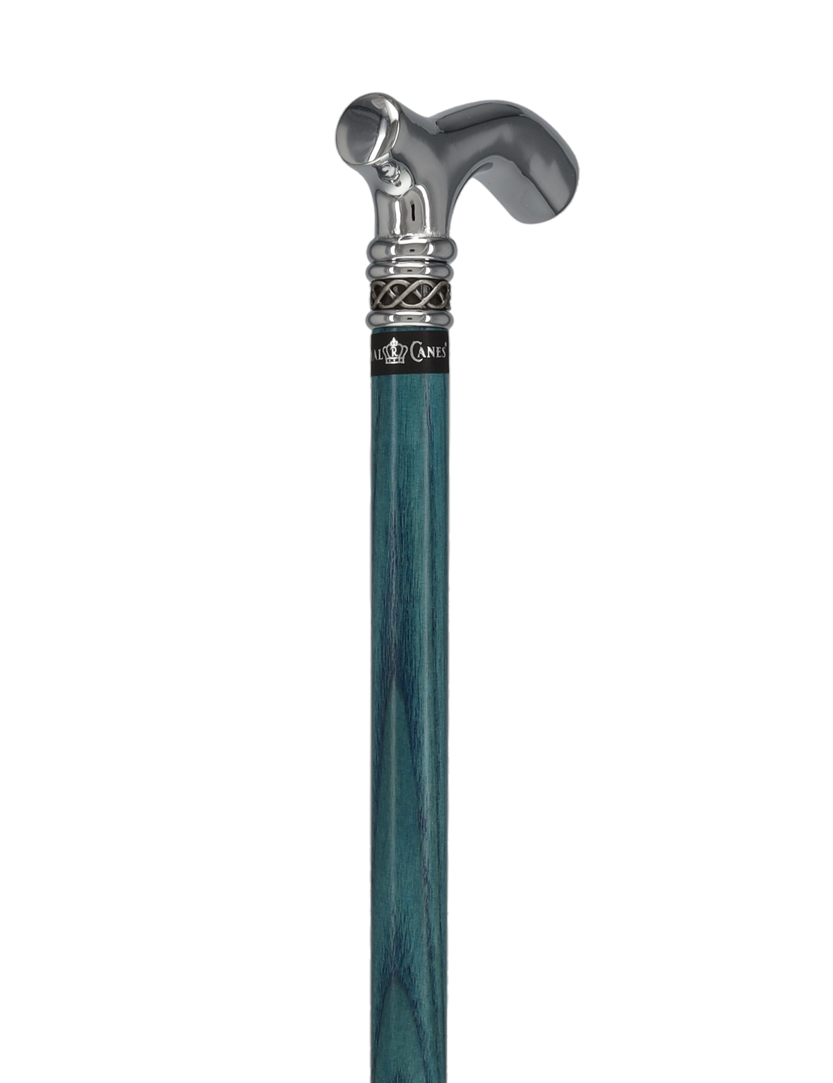 Slim Line Chrome Blue Fritz Cane: Ash Shaft, Pewter Swirl Plated Handle Walking Canes - Tophatter Daily Deals