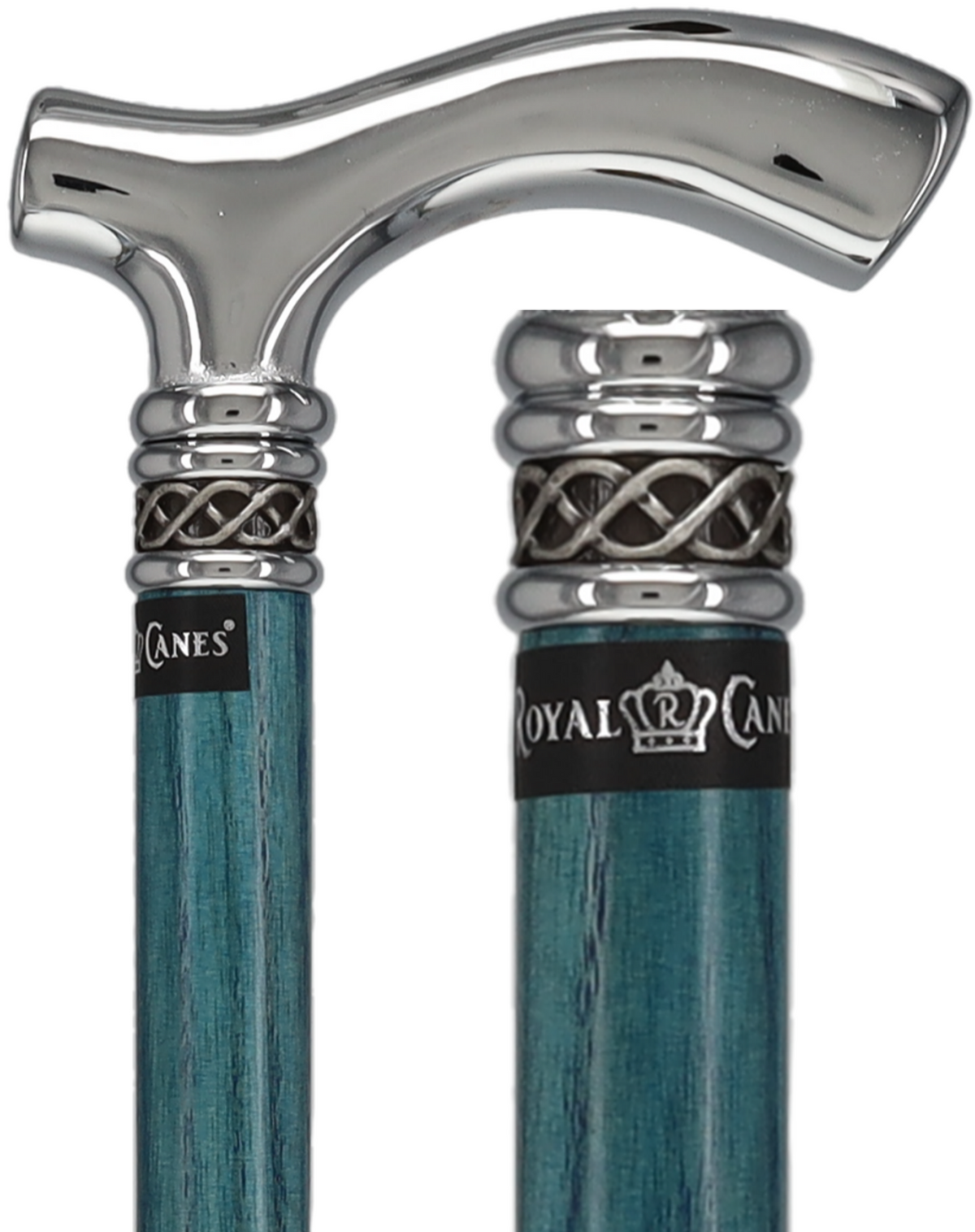 Slim Line Chrome Blue Fritz Cane: Ash Shaft, Pewter Swirl Plated Handle Walking Canes - Tophatter Daily Deals