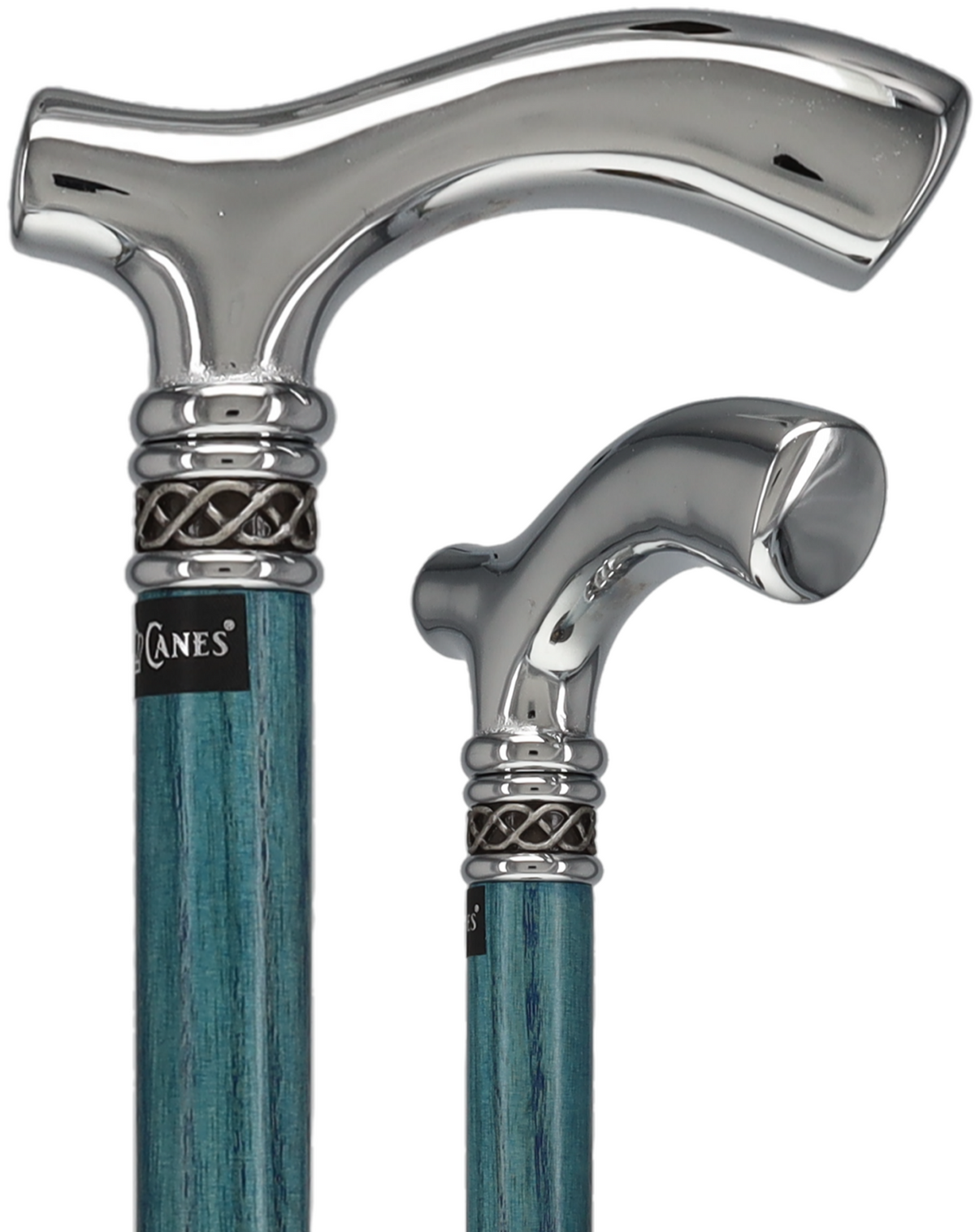 Slim Line Chrome Blue Fritz Cane: Ash Shaft, Pewter Swirl Plated Handle Walking Canes - Tophatter Daily Deals