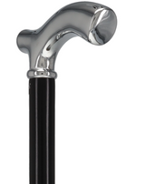 Formal Petite Black Chrome Fritz Cane, Slim & Beechwood Shaft Plated Handle Walking Canes - Tophatter Daily Deals