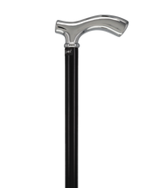 Formal Petite Black Chrome Fritz Cane, Slim & Beechwood Shaft Plated Handle Walking Canes - Tophatter Daily Deals