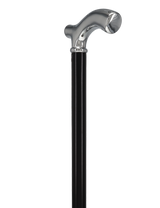 Formal Petite Black Chrome Fritz Cane, Slim & Beechwood Shaft Plated Handle Walking Canes - Tophatter Daily Deals