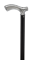 Formal Petite Black Chrome Fritz Cane, Slim & Beechwood Shaft Plated Handle Walking Canes - Tophatter Daily Deals