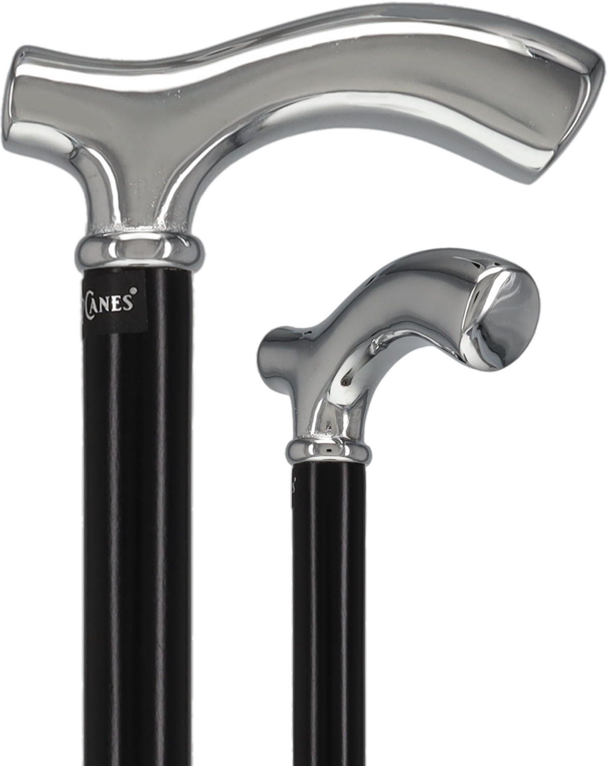Formal Petite Black Chrome Fritz Cane, Slim & Beechwood Shaft Plated Handle Walking Canes - Tophatter Daily Deals
