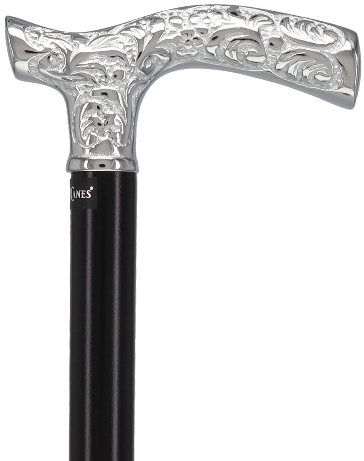 Premium Chrome Brass Scroll Fritz Cane: Black Beechwood Plated Handle Walking Canes - Tophatter Daily Deals