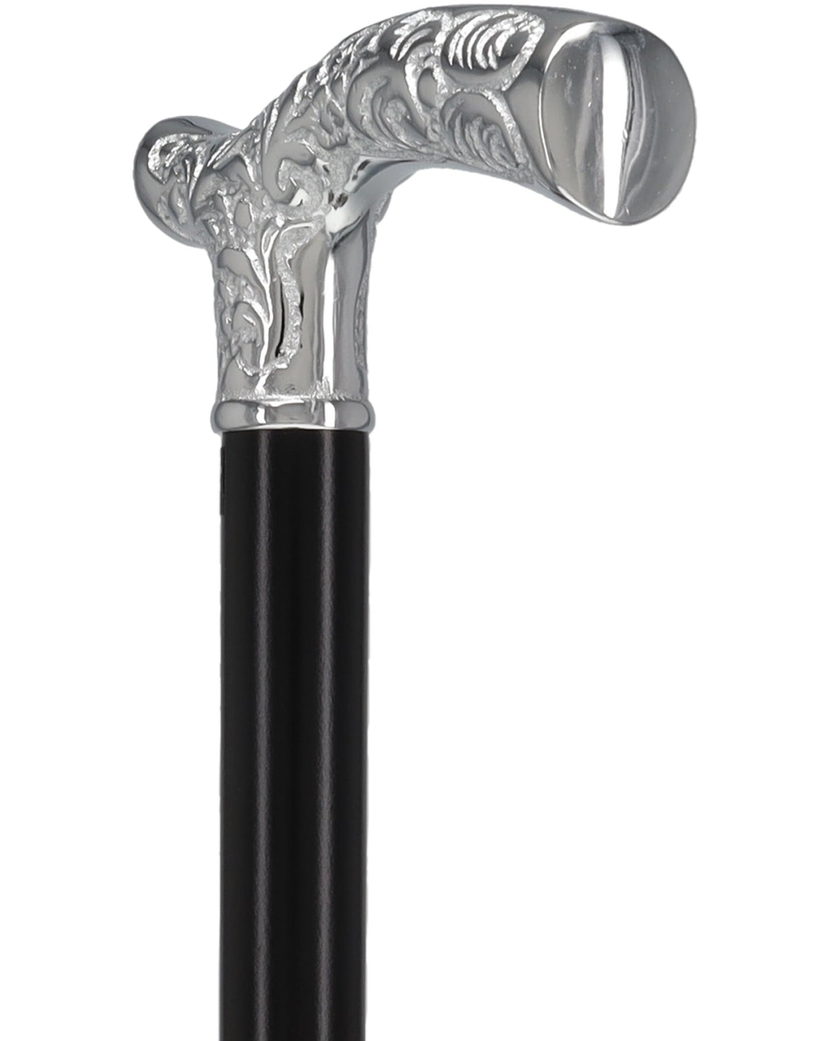 Premium Chrome Brass Scroll Fritz Cane: Black Beechwood Plated Handle Walking Canes - Tophatter Daily Deals