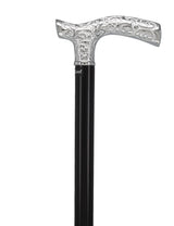 Premium Chrome Brass Scroll Fritz Cane: Black Beechwood Plated Handle Walking Canes - Tophatter Daily Deals