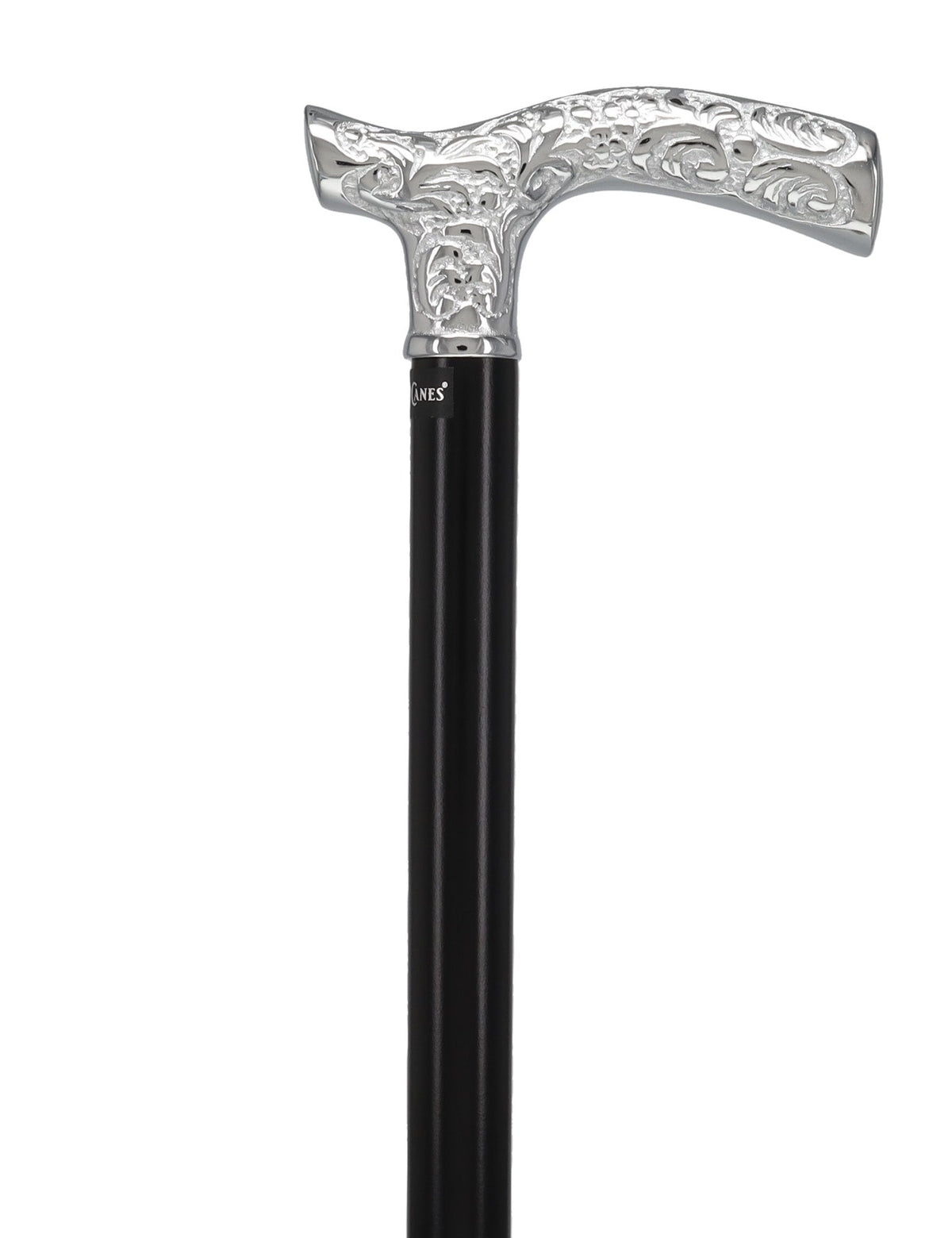 Premium Chrome Brass Scroll Fritz Cane: Black Beechwood Plated Handle Walking Canes - Tophatter Daily Deals