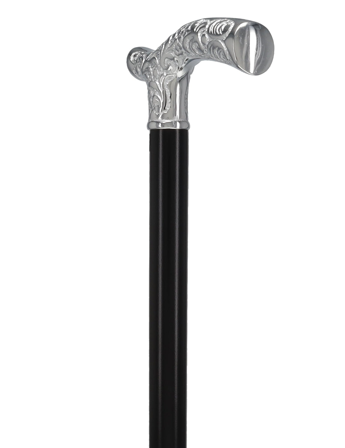 Premium Chrome Brass Scroll Fritz Cane: Black Beechwood Plated Handle Walking Canes - Tophatter Daily Deals