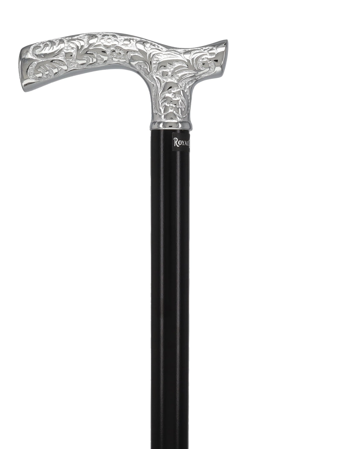 Premium Chrome Brass Scroll Fritz Cane: Black Beechwood Plated Handle Walking Canes - Tophatter Daily Deals