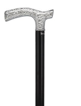 Premium Chrome Brass Scroll Fritz Cane: Black Beechwood Plated Handle Walking Canes - Tophatter Daily Deals