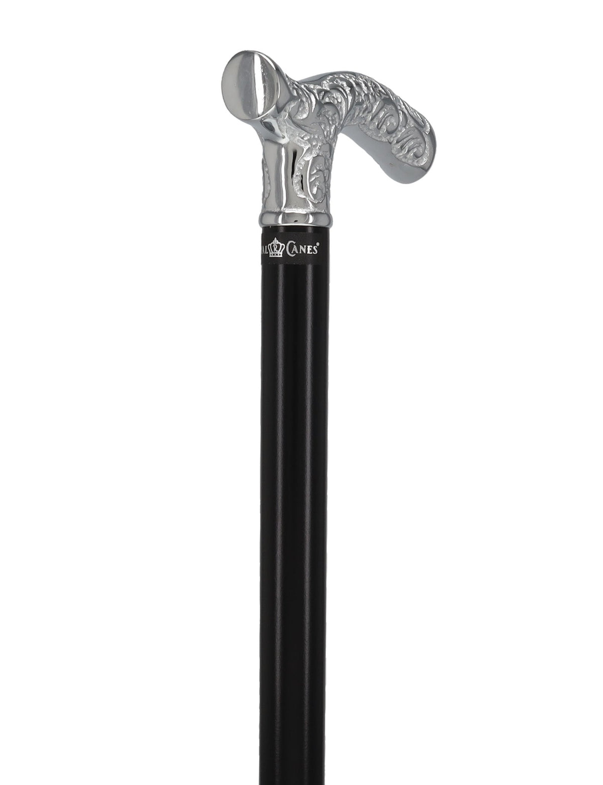 Premium Chrome Brass Scroll Fritz Cane: Black Beechwood Plated Handle Walking Canes - Tophatter Daily Deals