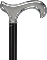 Formal Chrome Derby Cane, Black Beechwood & Silver Collar Plated Handle Walking Canes - Tophatter Daily Deals