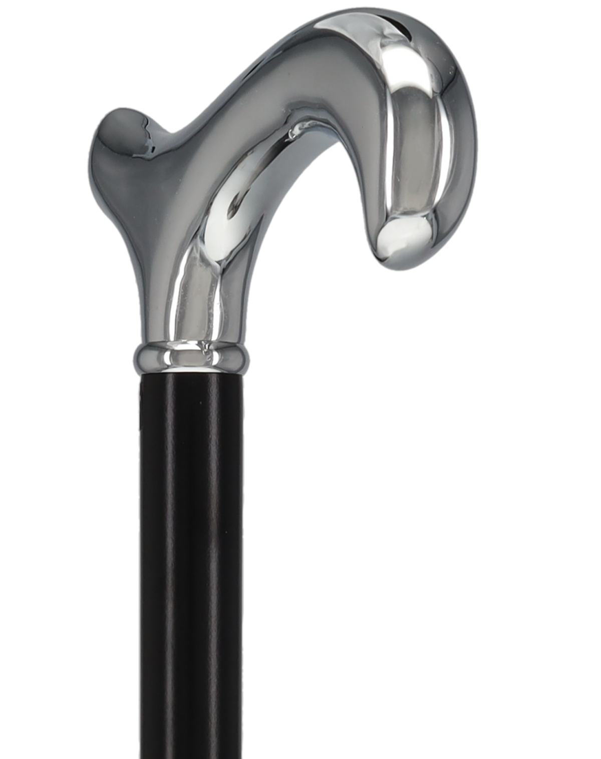 Formal Chrome Derby Cane, Black Beechwood & Silver Collar Plated Handle Walking Canes - Tophatter Daily Deals