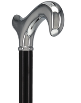 Formal Chrome Derby Cane, Black Beechwood & Silver Collar Plated Handle Walking Canes - Tophatter Daily Deals