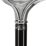Formal Chrome Derby Cane, Black Beechwood & Silver Collar Plated Handle Walking Canes - Tophatter Daily Deals