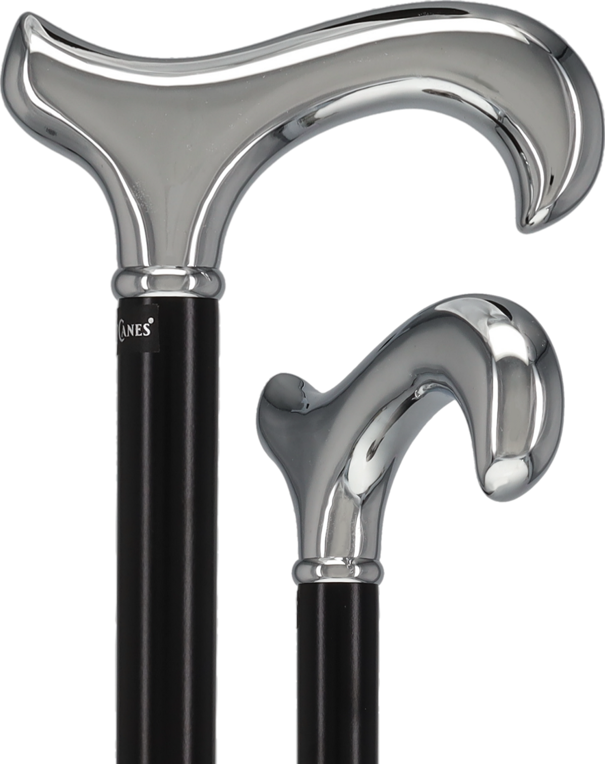 Formal Chrome Derby Cane, Black Beechwood & Silver Collar Plated Handle Walking Canes - Tophatter Daily Deals
