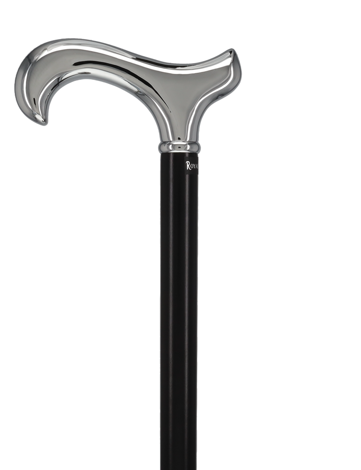 Formal Chrome Derby Cane, Black Beechwood & Silver Collar Plated Handle Walking Canes - Tophatter Daily Deals
