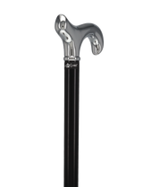 Formal Chrome Derby Cane, Black Beechwood & Silver Collar Plated Handle Walking Canes - Tophatter Daily Deals