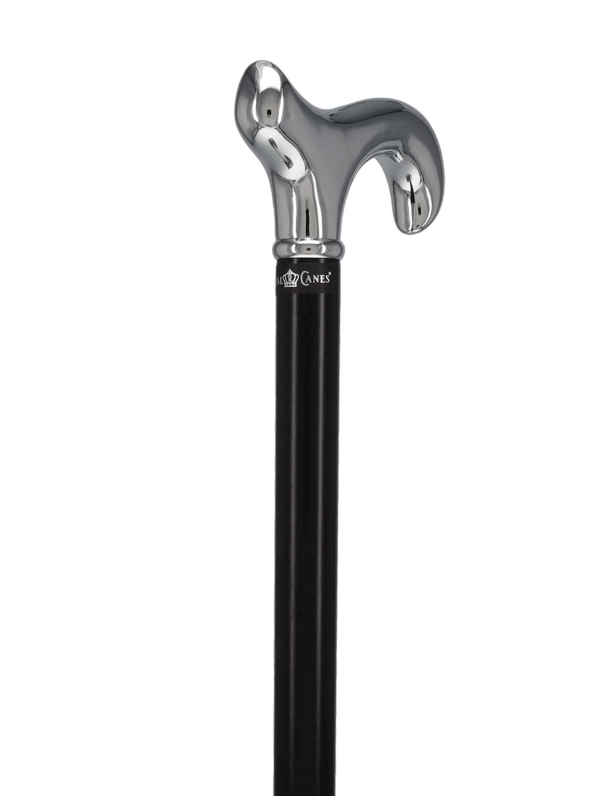 Formal Chrome Derby Cane, Black Beechwood & Silver Collar Plated Handle Walking Canes - Tophatter Daily Deals
