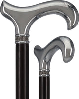 Luxurious Chrome Plated Cane: Ebony Shaft, Rose Pewter Collar Plated Handle Walking Canes - Tophatter Daily Deals