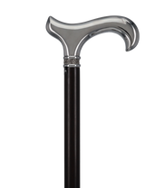 Luxurious Chrome Plated Cane: Ebony Shaft, Rose Pewter Collar Plated Handle Walking Canes - Tophatter Daily Deals