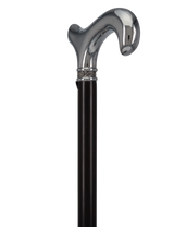 Luxurious Chrome Plated Cane: Ebony Shaft, Rose Pewter Collar Plated Handle Walking Canes - Tophatter Daily Deals