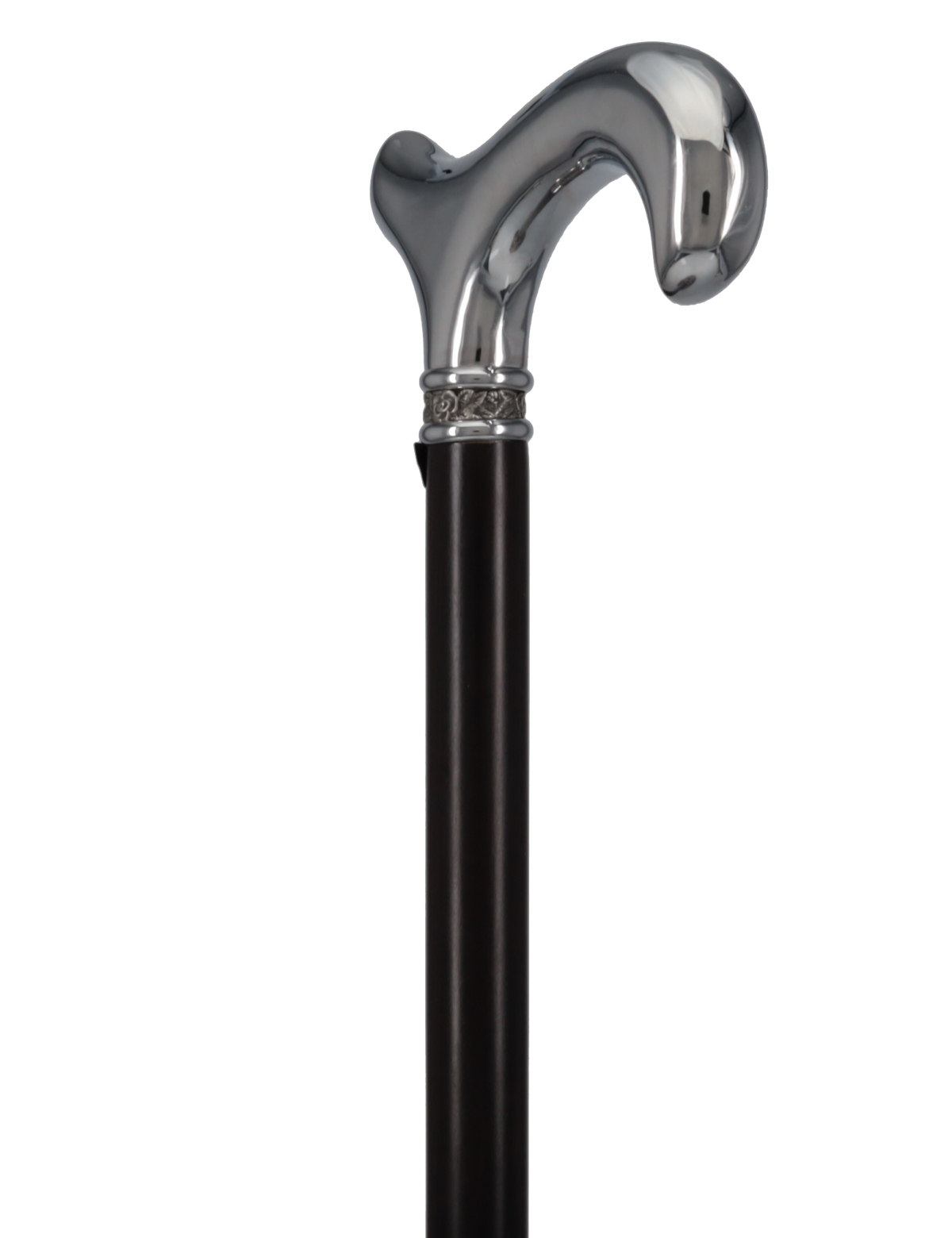 Luxurious Chrome Plated Cane: Ebony Shaft, Rose Pewter Collar Plated Handle Walking Canes - Tophatter Daily Deals