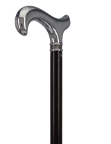 Luxurious Chrome Plated Cane: Ebony Shaft, Rose Pewter Collar Plated Handle Walking Canes - Tophatter Daily Deals