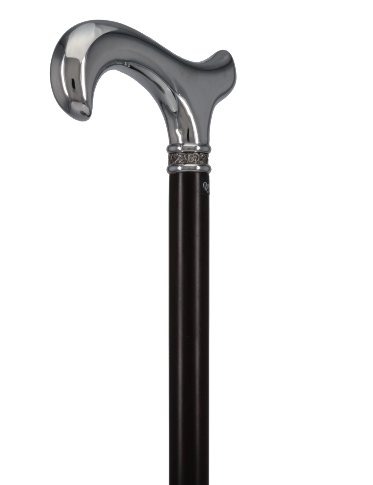 Luxurious Chrome Plated Cane: Ebony Shaft, Rose Pewter Collar Plated Handle Walking Canes - Tophatter Daily Deals