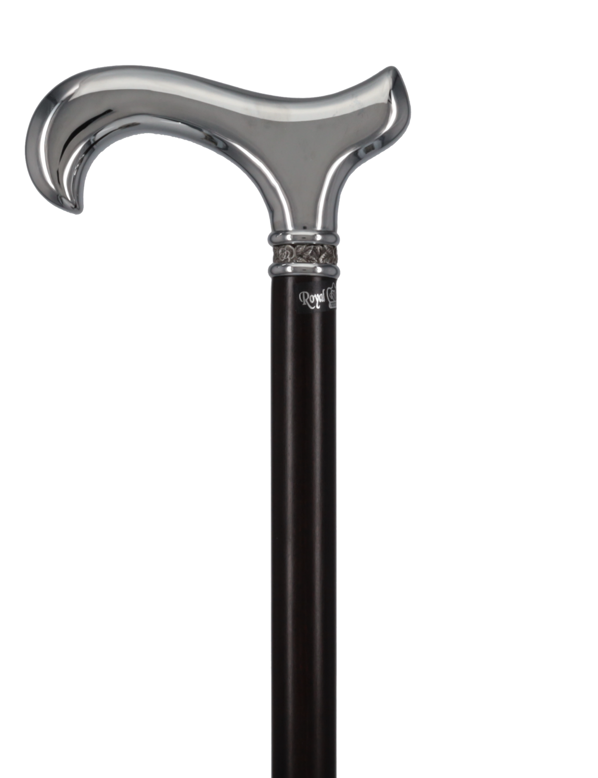 Luxurious Chrome Plated Cane: Ebony Shaft, Rose Pewter Collar Plated Handle Walking Canes - Tophatter Daily Deals