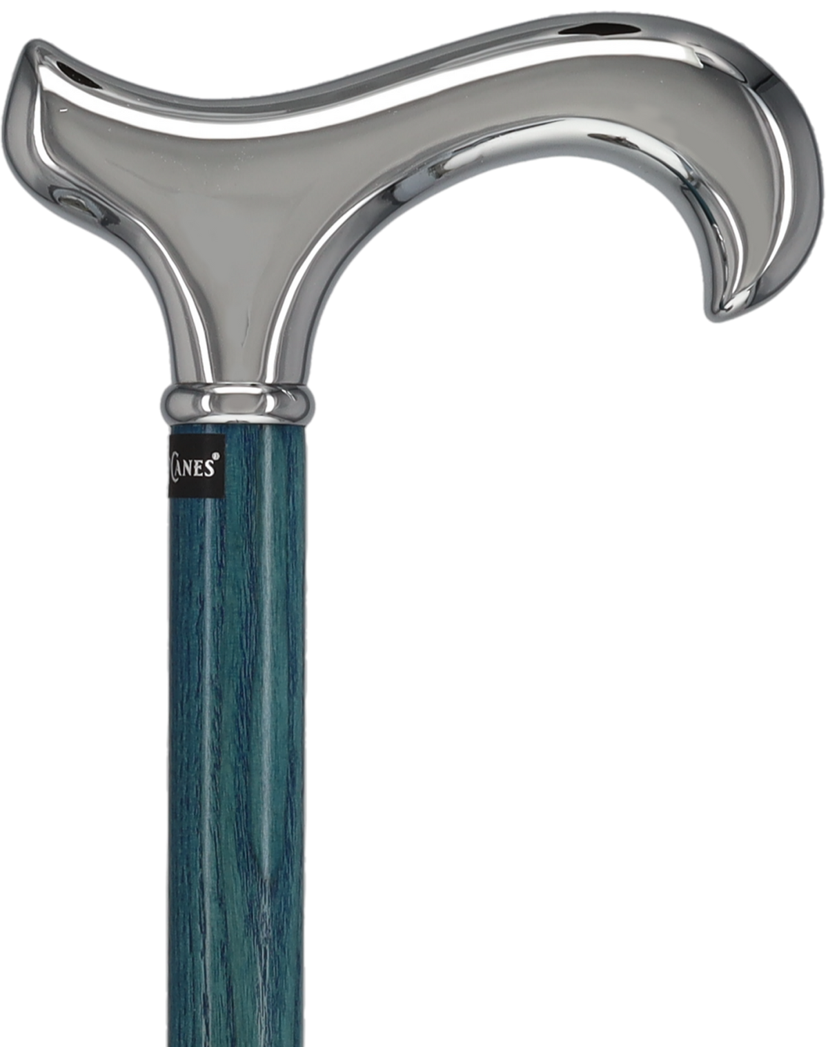 Luxury Blue Chrome Derby Cane - Stained Denim Ash Wood Plated Handle Walking Canes - Tophatter Daily Deals
