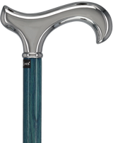 Luxury Blue Chrome Derby Cane - Stained Denim Ash Wood Plated Handle Walking Canes - Tophatter Daily Deals