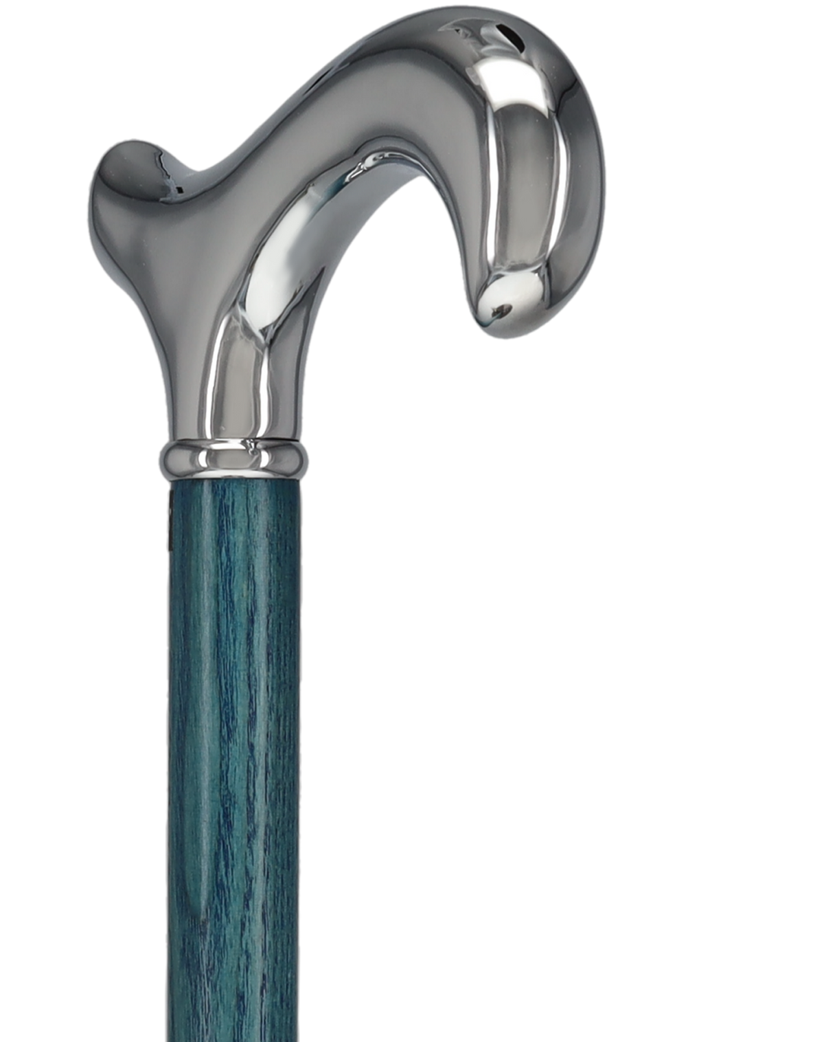 Luxury Blue Chrome Derby Cane - Stained Denim Ash Wood Plated Handle Walking Canes - Tophatter Daily Deals