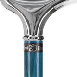 Luxury Blue Chrome Derby Cane - Stained Denim Ash Wood Plated Handle Walking Canes - Tophatter Daily Deals