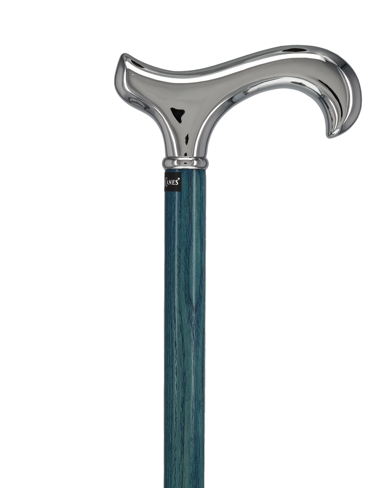 Luxury Blue Chrome Derby Cane - Stained Denim Ash Wood Plated Handle Walking Canes - Tophatter Daily Deals
