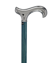 Luxury Blue Chrome Derby Cane - Stained Denim Ash Wood Plated Handle Walking Canes - Tophatter Daily Deals