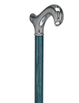 Luxury Blue Chrome Derby Cane - Stained Denim Ash Wood Plated Handle Walking Canes - Tophatter Daily Deals