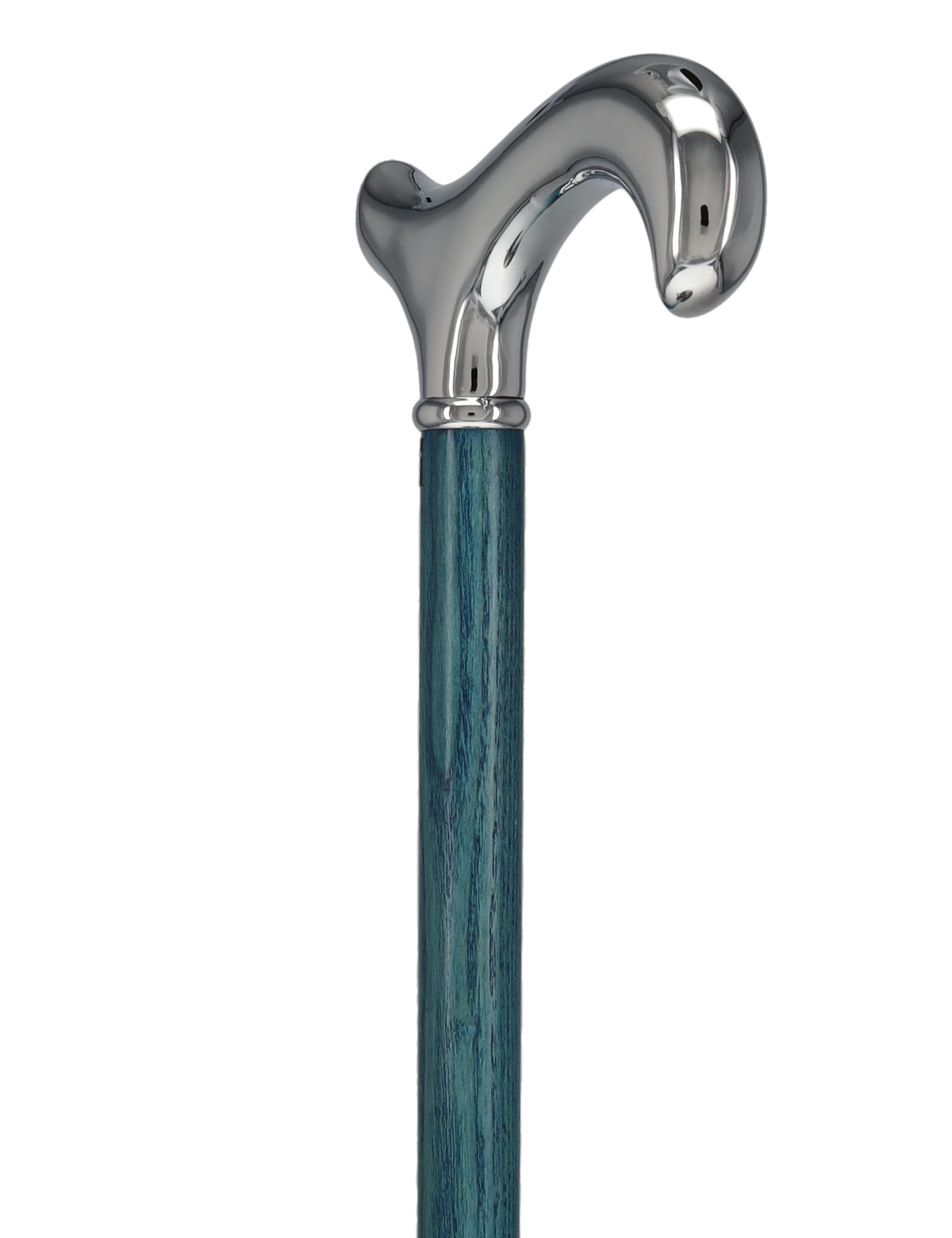 Luxury Blue Chrome Derby Cane - Stained Denim Ash Wood Plated Handle Walking Canes - Tophatter Daily Deals