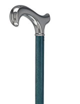 Luxury Blue Chrome Derby Cane - Stained Denim Ash Wood Plated Handle Walking Canes - Tophatter Daily Deals