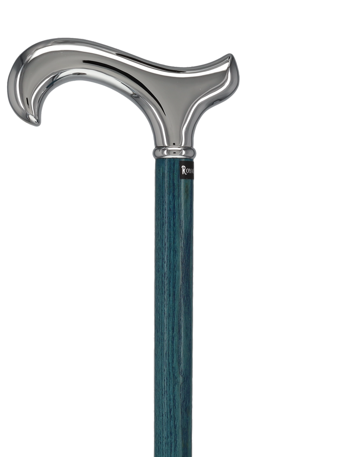 Luxury Blue Chrome Derby Cane - Stained Denim Ash Wood Plated Handle Walking Canes - Tophatter Daily Deals