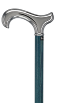 Luxury Blue Chrome Derby Cane - Stained Denim Ash Wood Plated Handle Walking Canes - Tophatter Daily Deals