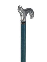 Luxury Blue Chrome Derby Cane - Stained Denim Ash Wood Plated Handle Walking Canes - Tophatter Daily Deals
