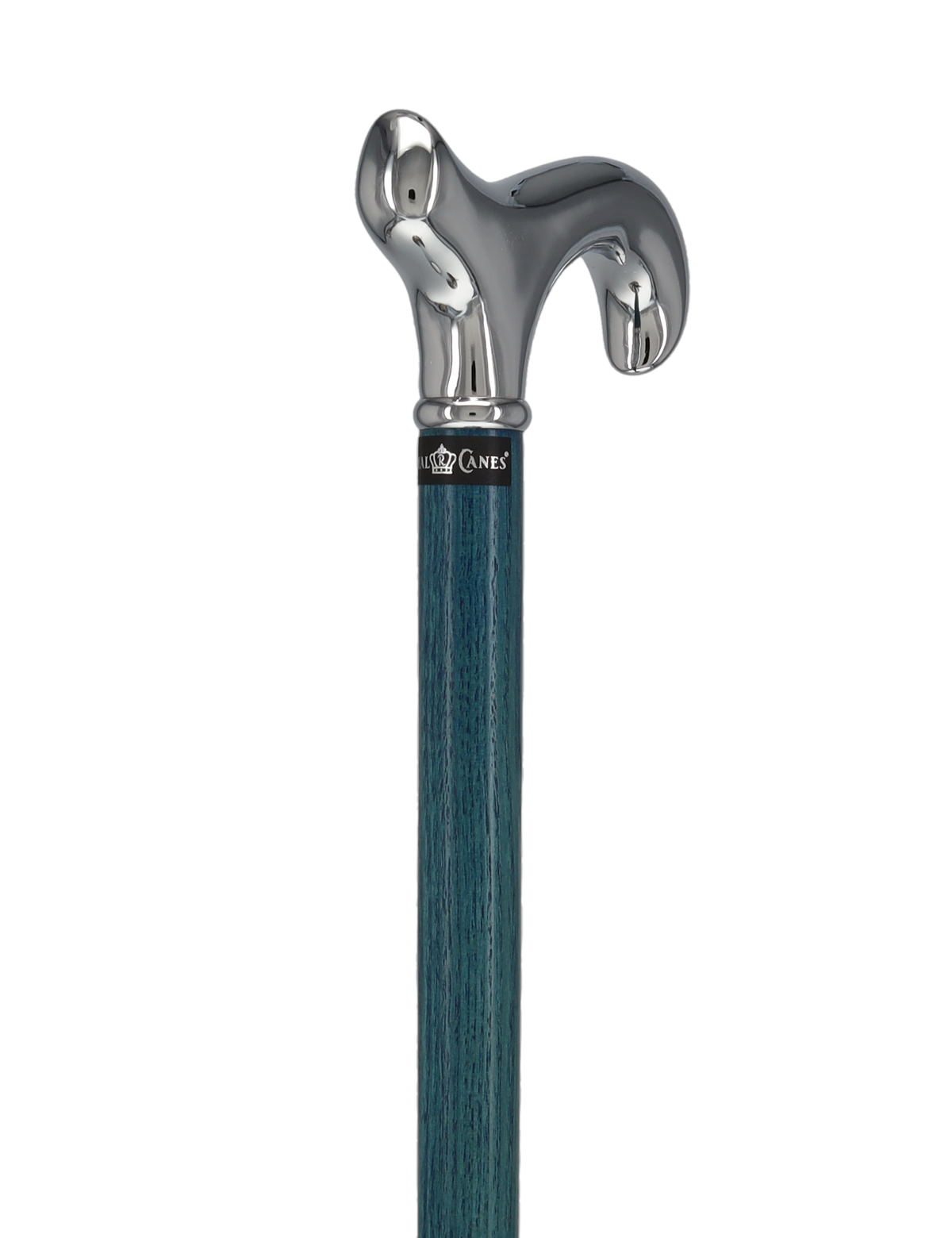 Luxury Blue Chrome Derby Cane - Stained Denim Ash Wood Plated Handle Walking Canes - Tophatter Daily Deals