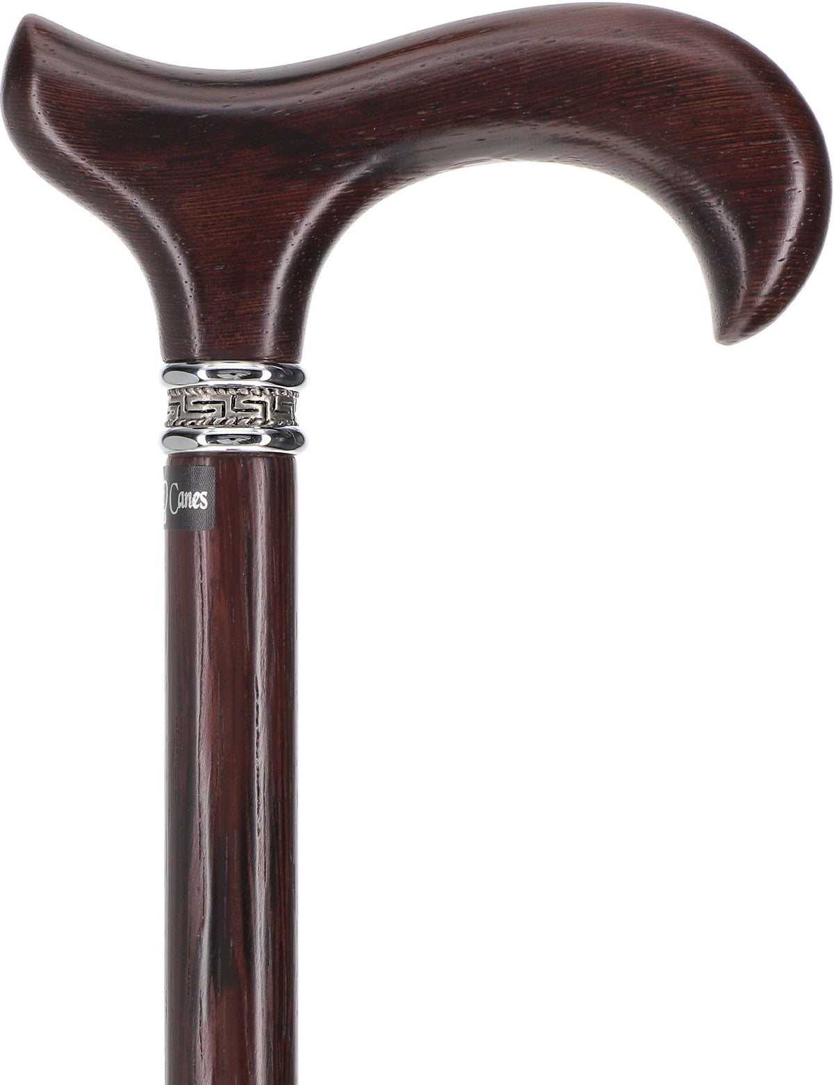 Textured Exotic Wenge Wood Derby Cane: Intricate Pewter Collar Derby Classic Walking Canes - Tophatter Daily Deals