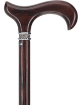 Textured Exotic Wenge Wood Derby Cane: Intricate Pewter Collar Derby Classic Walking Canes - Tophatter Daily Deals