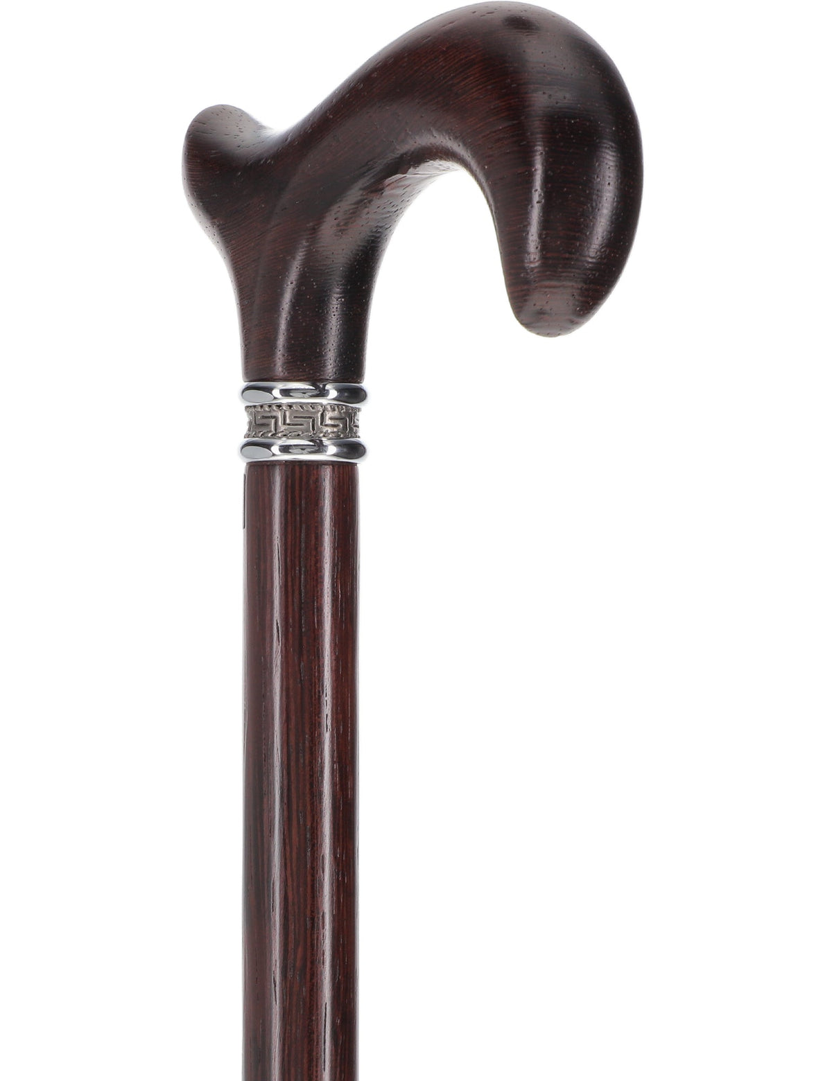 Textured Exotic Wenge Wood Derby Cane: Intricate Pewter Collar Derby Classic Walking Canes - Tophatter Daily Deals